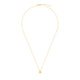 Close-up of the Midi Disc Necklace in 14k gold, showing the polished disc pendant engraved with one letter.