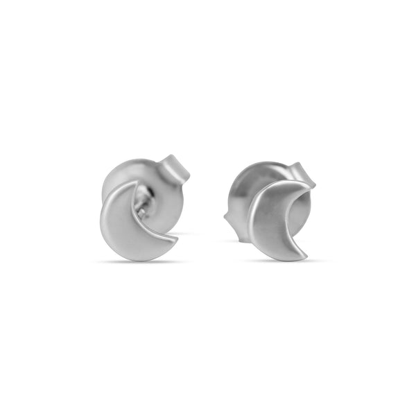 Sterling Silver Moon Stud Earrings