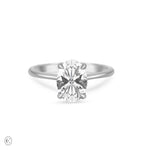 Front view of the Moonlight Oval Diamond Engagement Ring in 14k white gold, featuring an oval diamond on a polished band.