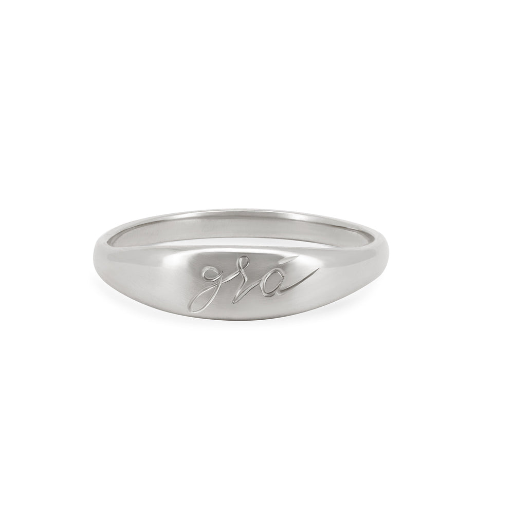 Never Forget Engraved Signet Ring - 14k White Gold