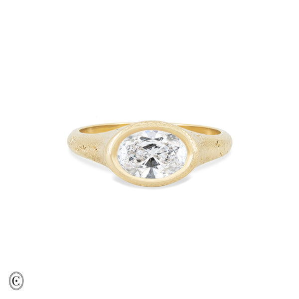 North Star - Diamond Signet East West Ring