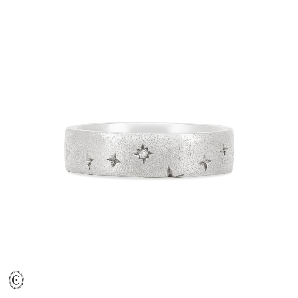 North Star - 5mm Band Ring in White Gold