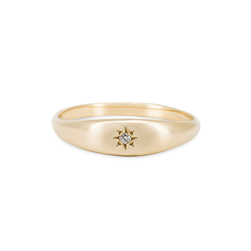 Chupi 14k Gold Diamond Signet Ring North Star Collection