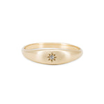 Thumbnail of Front view of the North Star Lab Grown Diamond Tiny Signet Ring in 14k gold, featuring a tiny central diamond on a polished signet face.