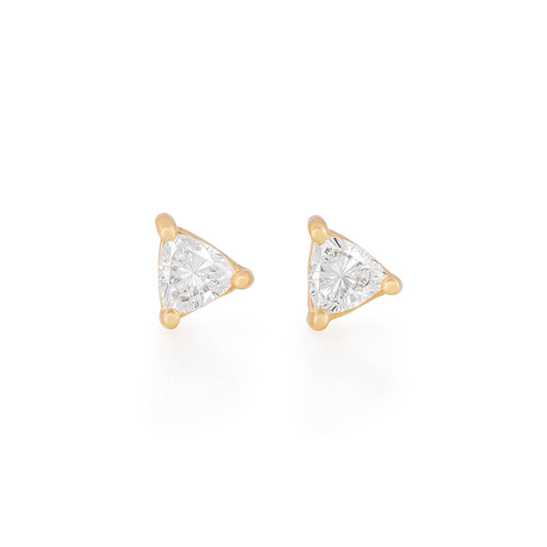 Front view of the One in a Trillion Diamond Earrings in 14k gold, featuring a stud design set with a brilliant-cut diamond.