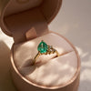 One of A Kind 2ct Emerald Pear with Lab Grown Diamond Cluster - 14k Gold Polished Band