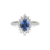 Thumbnail of Princess Halo Sapphire & Diamond Engagement Ring - 14k White Gold Polished Band