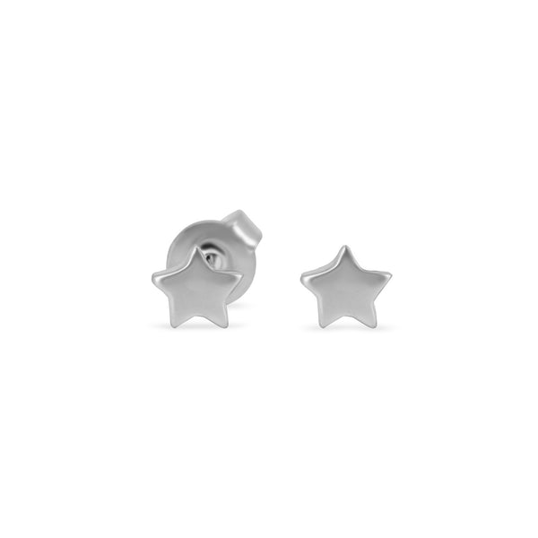 Front view of the Sterling Silver Star Stud Earrings, featuring a star shape.