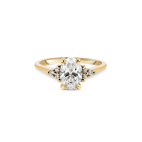 Front view of the Starlight 1ct Oval Diamond Engagement Ring in 14k solid gold, featuring an oval diamond with a polished band.