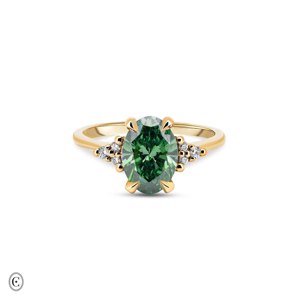 Starlight - Green Lab Grown Diamond Engagement Ring 14k Gold