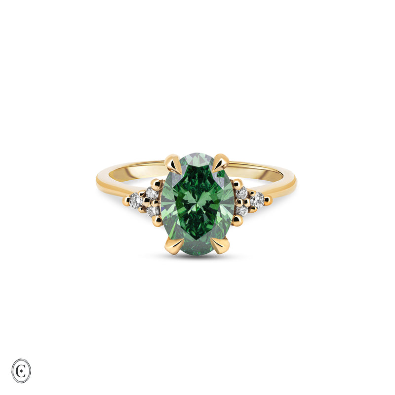 Starlight - Green Lab Grown Diamond Engagement Ring 14k Gold
