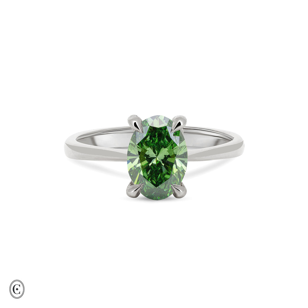 Moonlight - Green Lab Grown Diamond Engagement Ring 14k White Gold