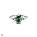 Starlight - Green Lab Grown Diamond Engagement Ring 14k White Gold