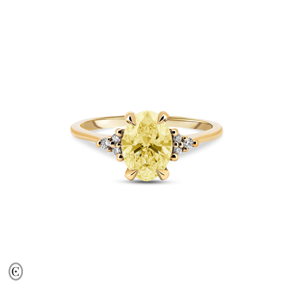 Starlight - Oval Lab Grown Yellow Diamond Engagement Ring 14k Gold