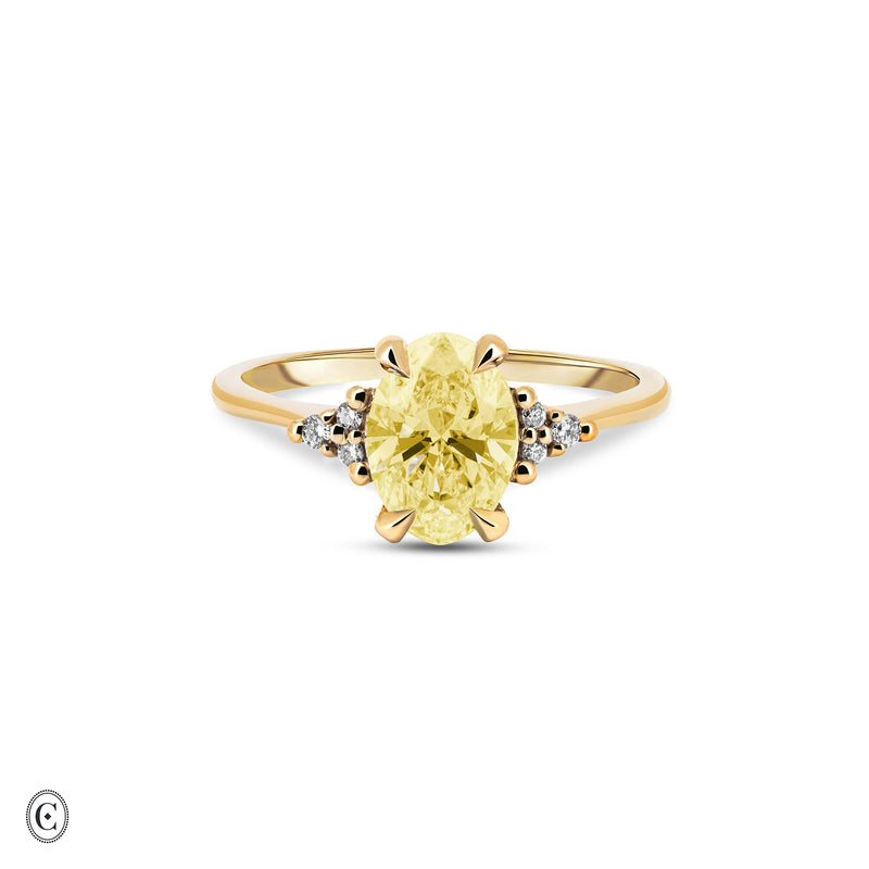Starlight - Oval Lab Grown Yellow Diamond Engagement Ring 14k Gold
