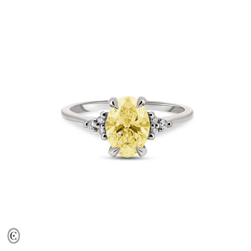 Starlight - Oval Lab Grown Yellow Diamond Engagement Ring 14k White Gold