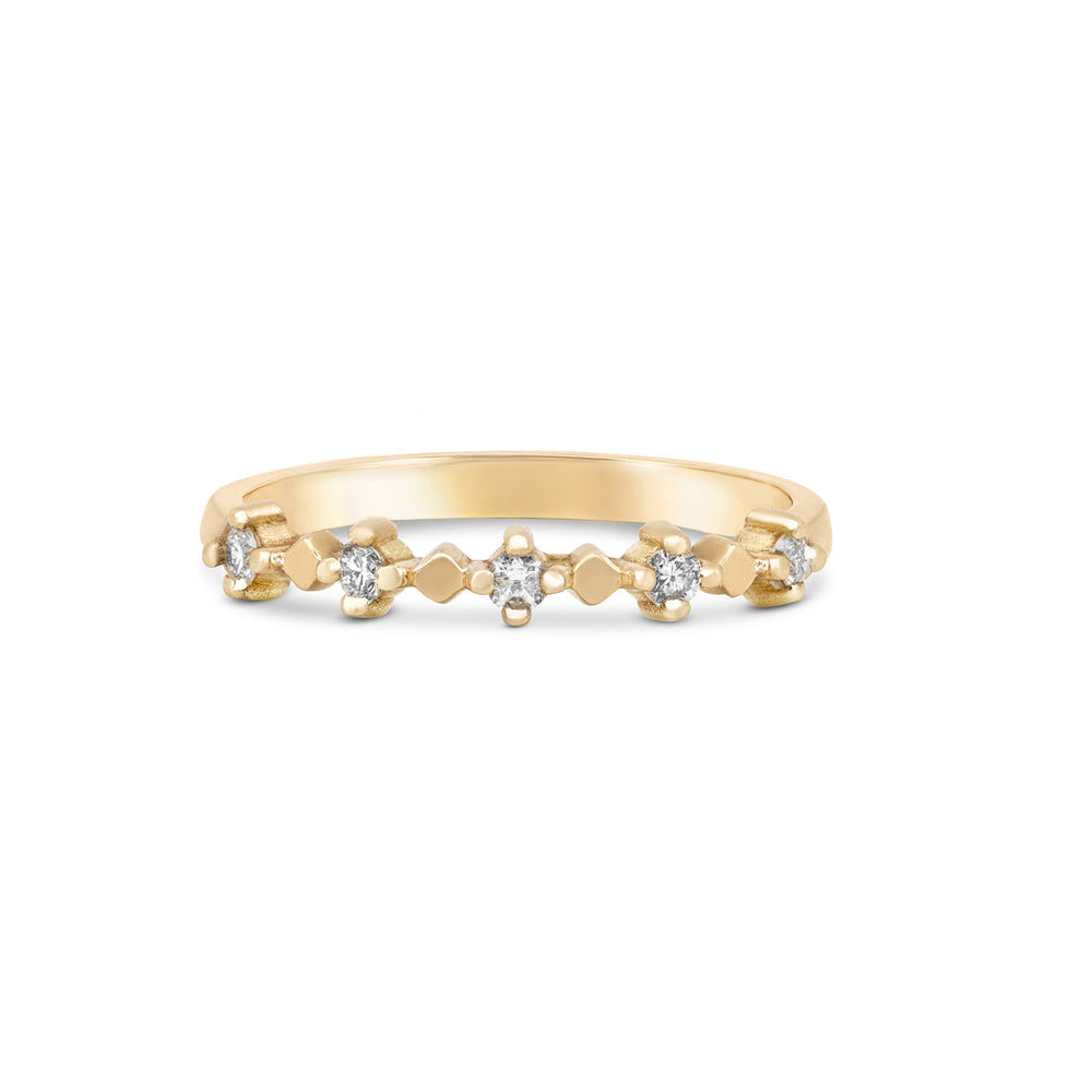 Stars in the Sky Five Diamond Ring - 14k Gold Polished Band