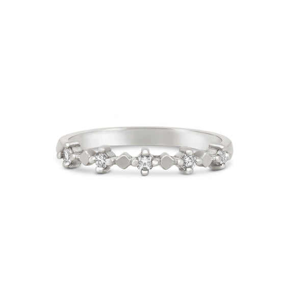 Stars in the Sky Five Diamond Eternity Ring - 14k White Gold Polished Band