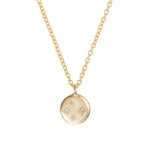 Thumbnail of Front view of the Stars in the Sky Four Diamond Necklace in 14k gold, featuring four scattered diamonds on a round pendant.