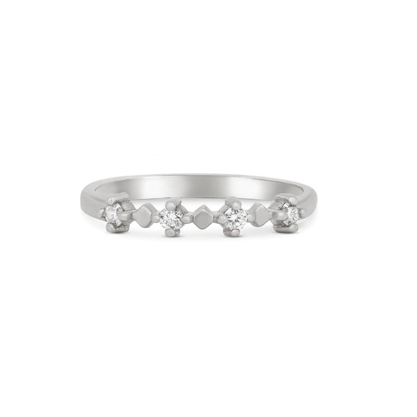 Stars in the Sky Four Diamond Eternity Ring - 14k White Gold Polished Band