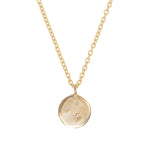 Thumbnail of Front view of the Stars in the Sky Three Diamond Necklace in 14k gold, featuring three scattered diamonds on a round pendant.