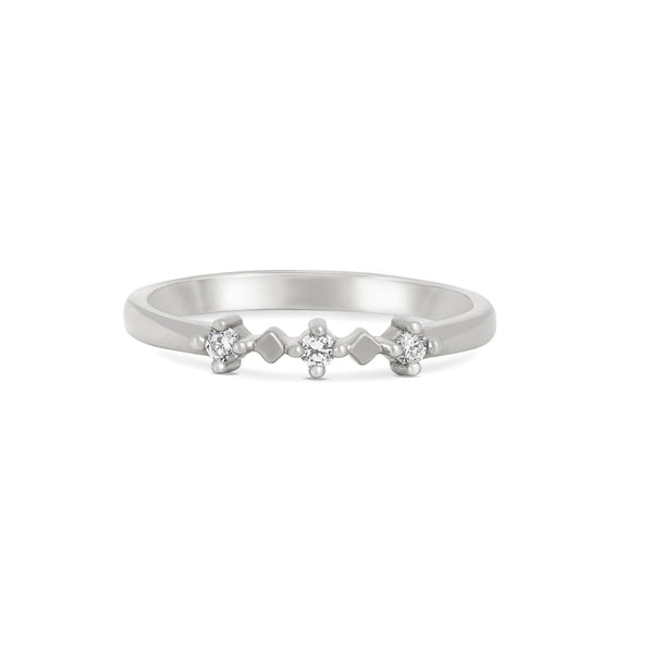 Stars in the Sky Three Diamond Ring - 14k White Gold Polished Band