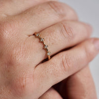 On-body shot of Stars in the Sky Eternity Ring - 14k Gold Polished Band Four Diamond Eternity Ring