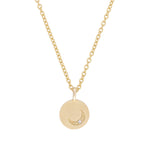 Thumbnail of Front view of the Sun, Moon & Stars Diamond Necklace in 14k gold, featuring a circular pendant with star, moon, and sun motifs.
