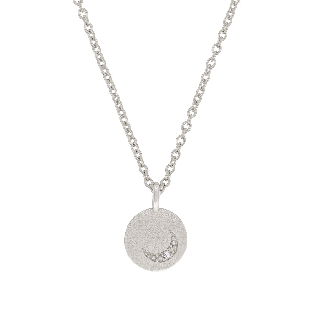 Sun, Moon & Stars Lab Grown Diamond Necklace - 14k White Gold