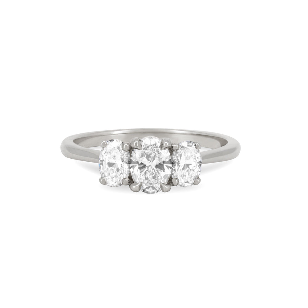 Guiding Light Trilogy - Oval Diamond Engagement Ring 14k White Gold