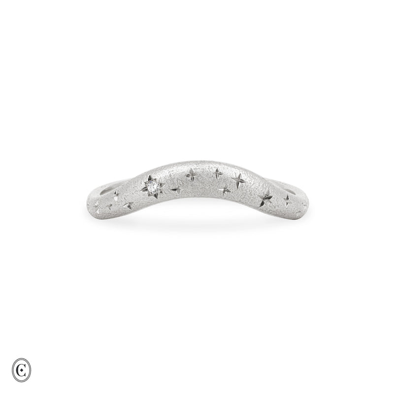 Wave of Love - North Star Ring in White Gold