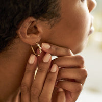 On-body shot of Whispered Dreams Lab-Grown Diamond Hoop Earrings - 14k White Gold