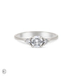 You, Me & Magic - Round Cut Three Stone Engagement Ring 14k White Gold