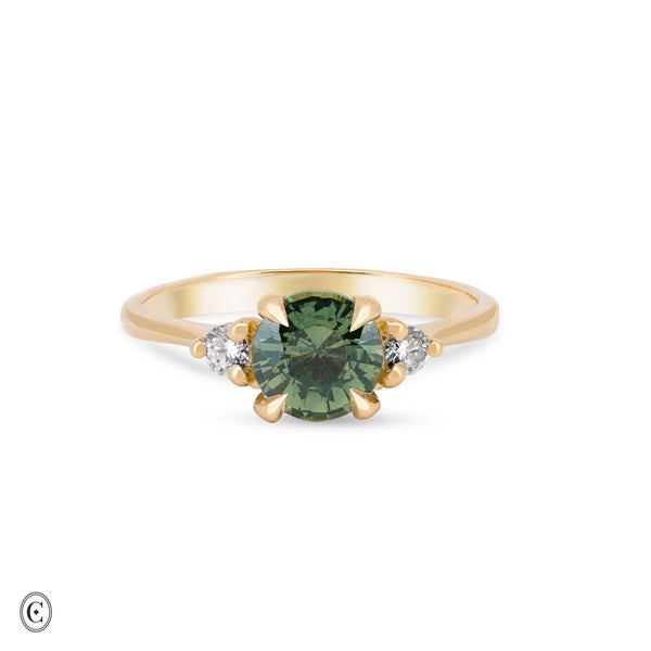 You, Me & Magic - Green Sapphire Engagement Ring 14k Gold