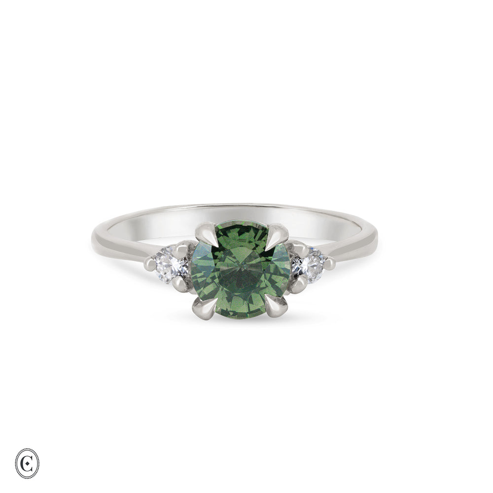 You, Me & Magic - Green Sapphire Engagement Ring 14k White Gold