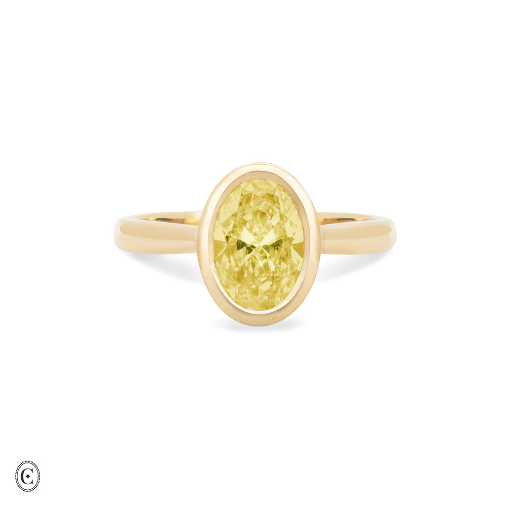 Yours & Mine - Bezel Set Heart Gallery Radiant Cut Yellow Lab Grown Diamond Engagement Ring 14k Gold