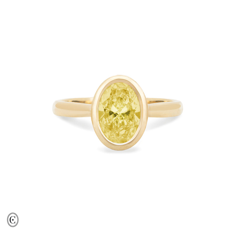 Yours & Mine - Bezel Set Heart Gallery Radiant Cut Yellow Lab Grown Diamond Engagement Ring 14k Gold
