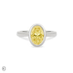 Yours & Mine - Bezel Set Heart Gallery Radiant Cut Yellow Lab Grown Diamond Engagement Ring 14k White Gold