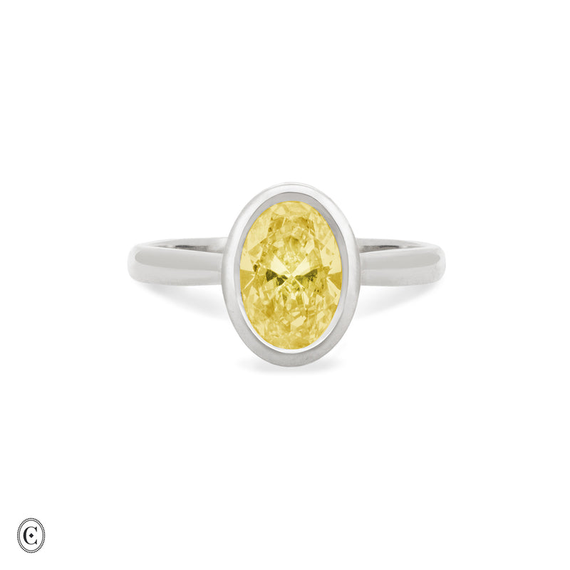 Yours & Mine - Bezel Set Heart Gallery Radiant Cut Yellow Lab Grown Diamond Engagement Ring 14k White Gold