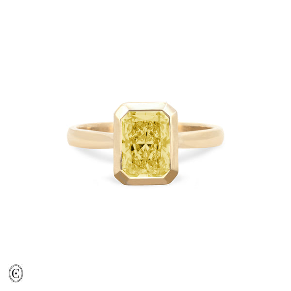 Yours & Mine - Bezel Set Heart Gallery Radiant Cut Yellow Lab Grown Diamond Engagement Ring