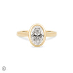Yours & Mine - Bezel Set Heart Gallery Oval Diamond Engagement Ring