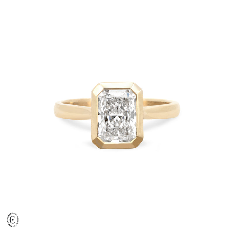 Yours & Mine - Bezel Set Heart Gallery Radiant Diamond Engagement Ring