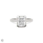 Yours & Mine - Bezel Set Heart Gallery Radiant Diamond Engagement Ring in 14k White Gold