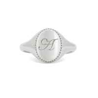 Thumbnail of Always Remember Hand Engraved Family Signet Ring - 14k White Gold