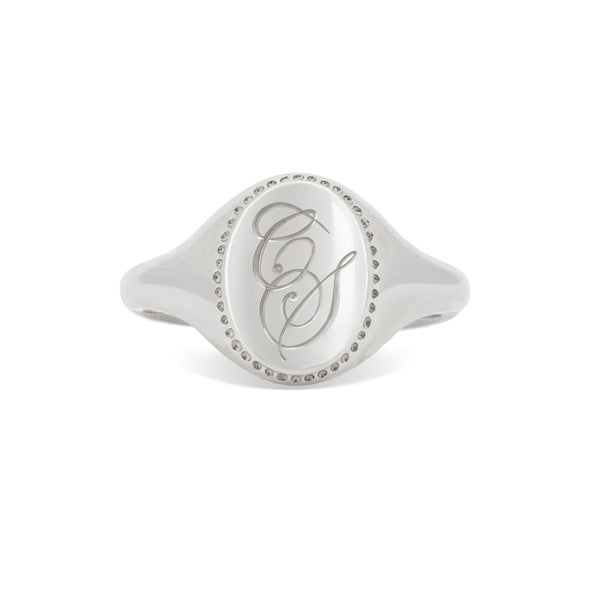 Alternative view of Always Remember Hand Engraved Family Signet Ring - 14k White Gold