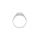 Top down view of the Always Remember Hand Engraved Family Signet Ring in 14k white gold.