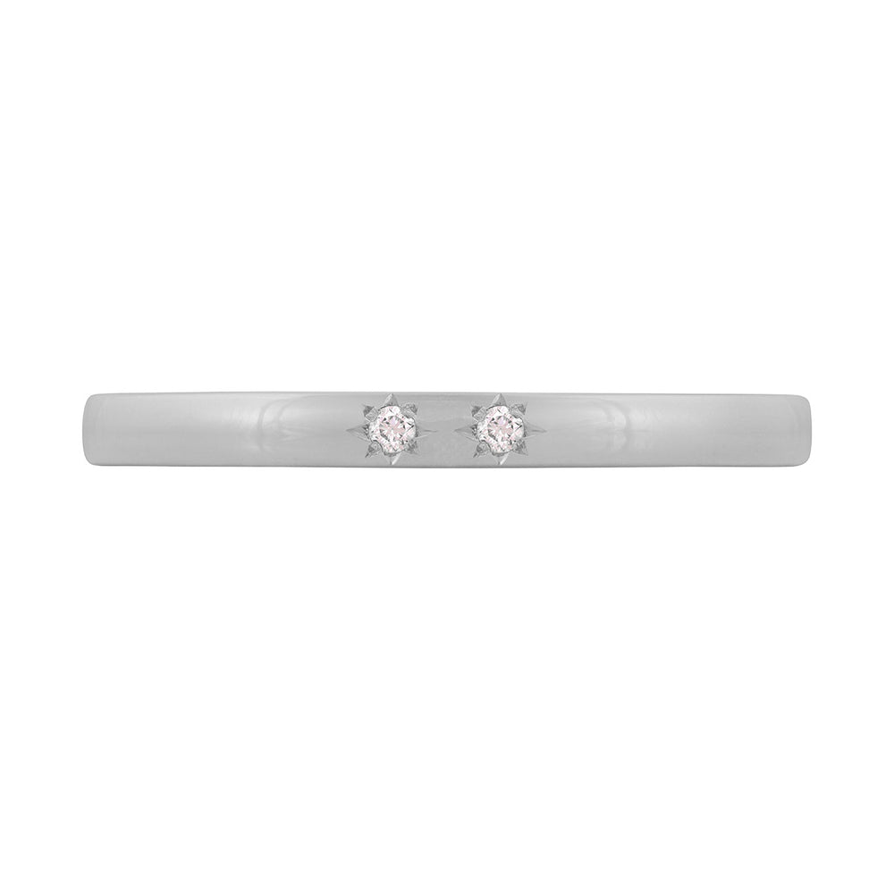 Tomorrow Promise Ring Polished White Gold with 2 Stones Chupi