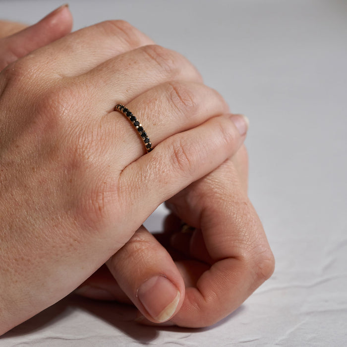On-body shot of My Tomorrow Black Diamond Eternity Ring - 14k White Gold Polished Band