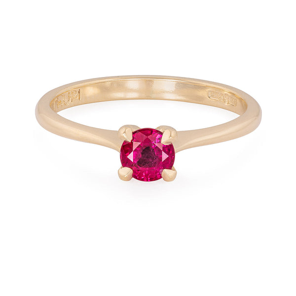 On-body shot of Darling 0.5ct Ruby Engagement Ring - 14k Gold Polished Band
