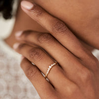 On-body shot of Crown of Faith - 14k Polished White Gold Diamond Ring